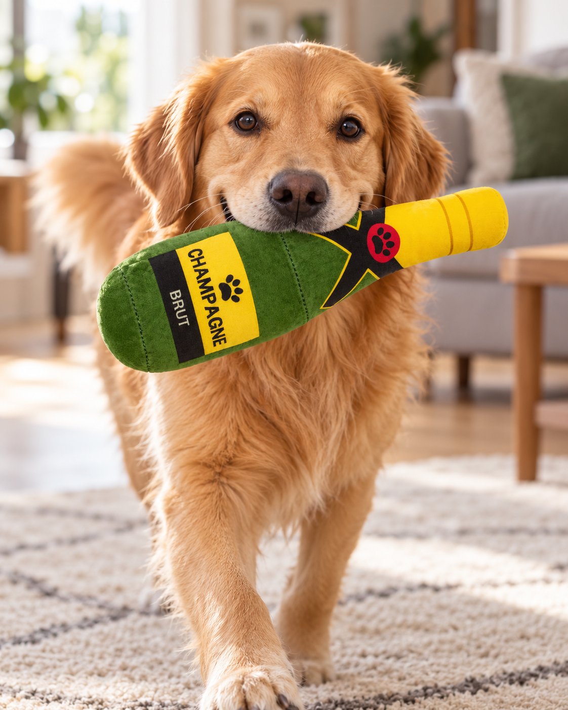 Hondenspeeltje Champagnefles met piep