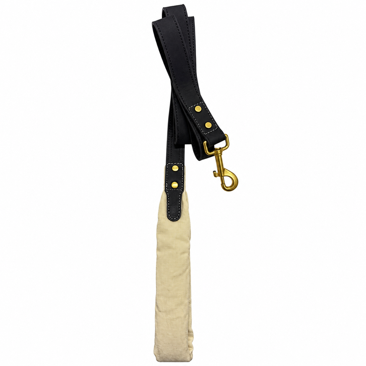 WAKYTU Edinburgh hondenhalsband en riemset – Zwart met goudkleurige details