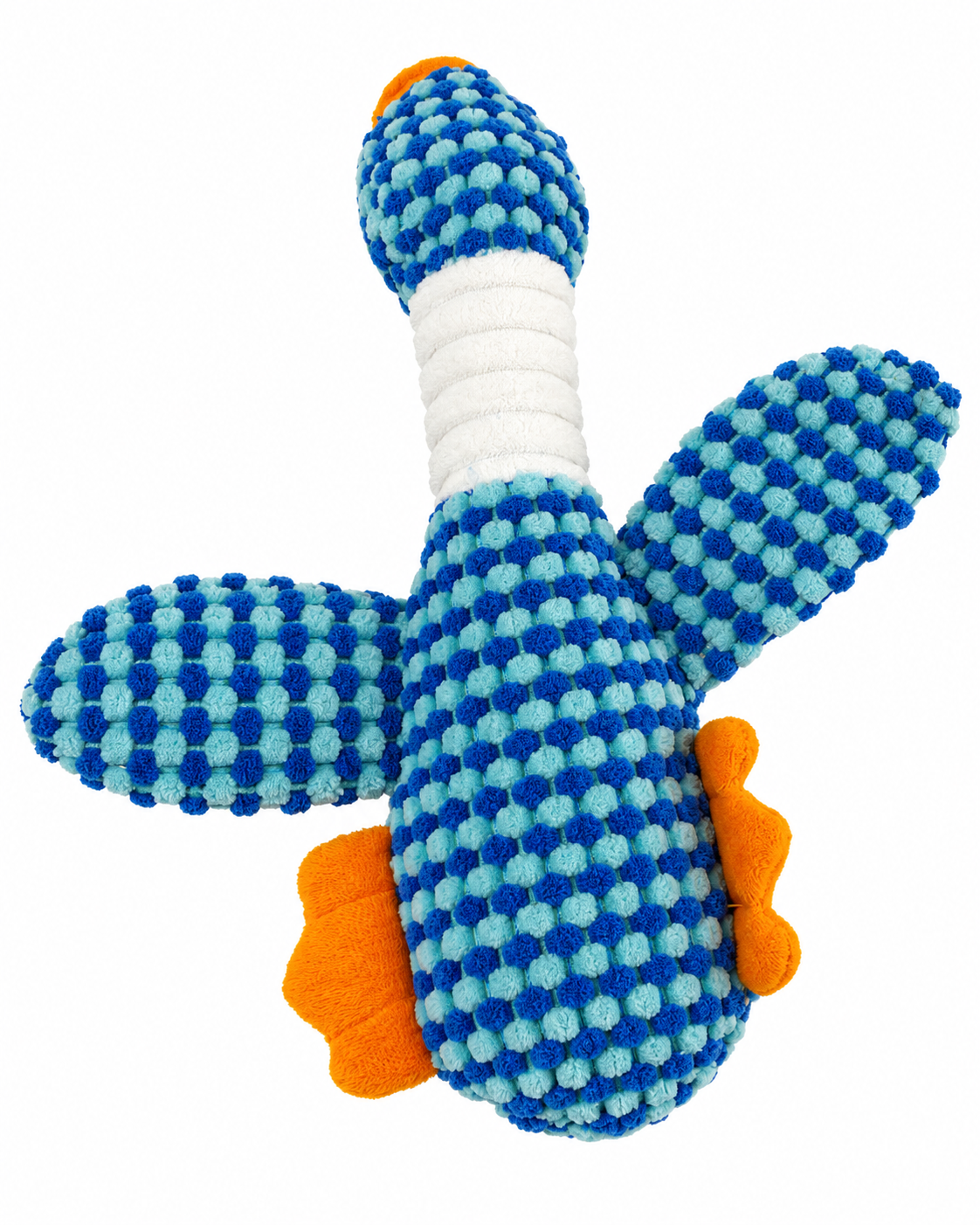 Pluche eend  hondenspeeltje met pieper – blauw