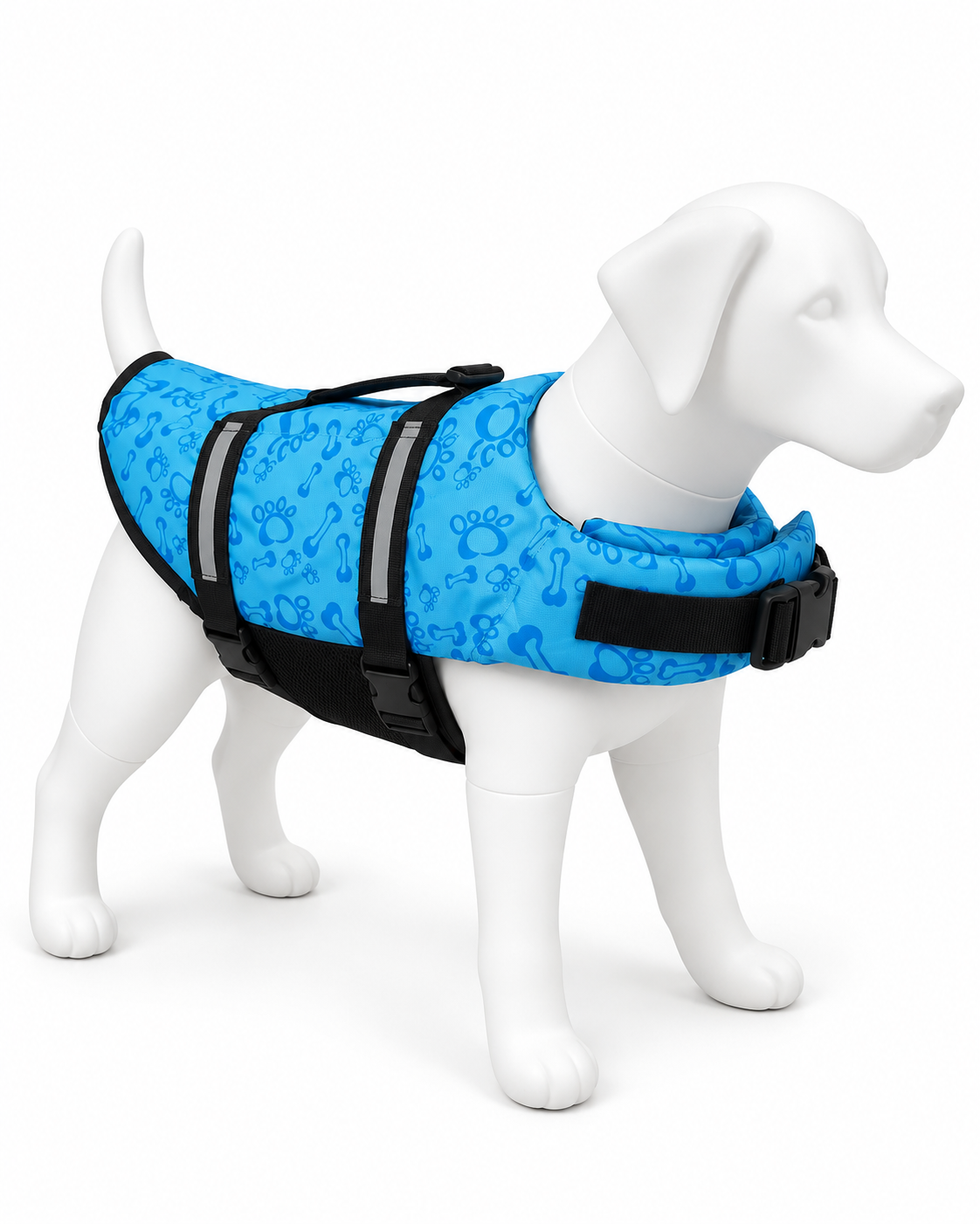 Hondenzwemvest met pootjesprint – blauw