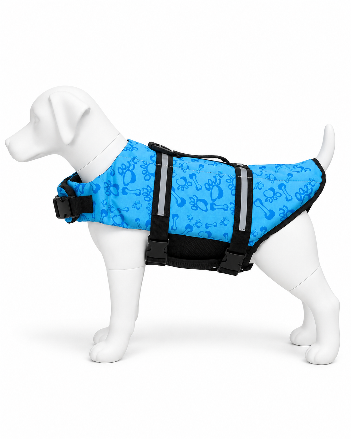 Hondenzwemvest met pootjesprint – blauw