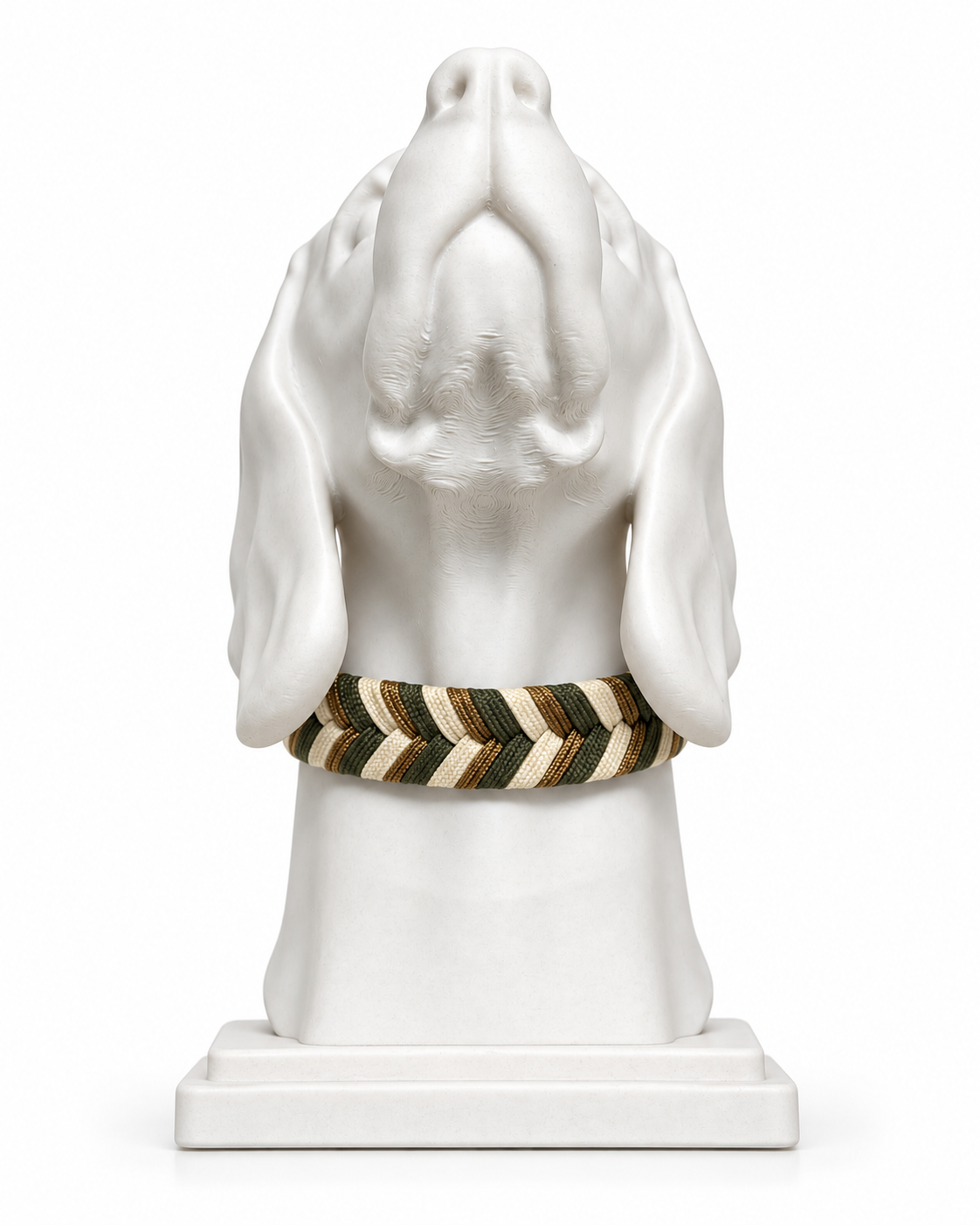 Luxe gevlochten hondenhalsband – beige, bruin en groen