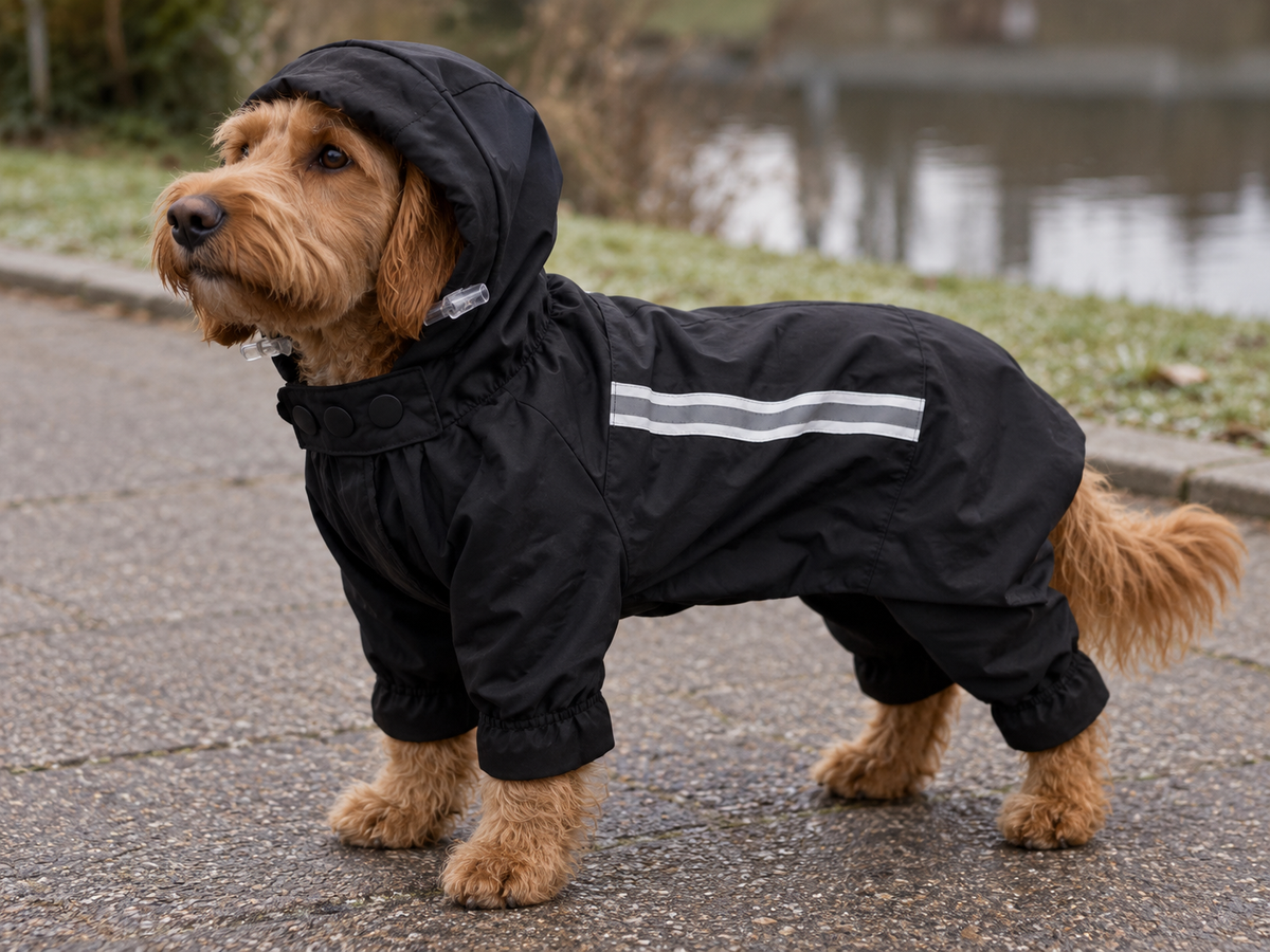 Hondenoverall met capuchon – zwart’