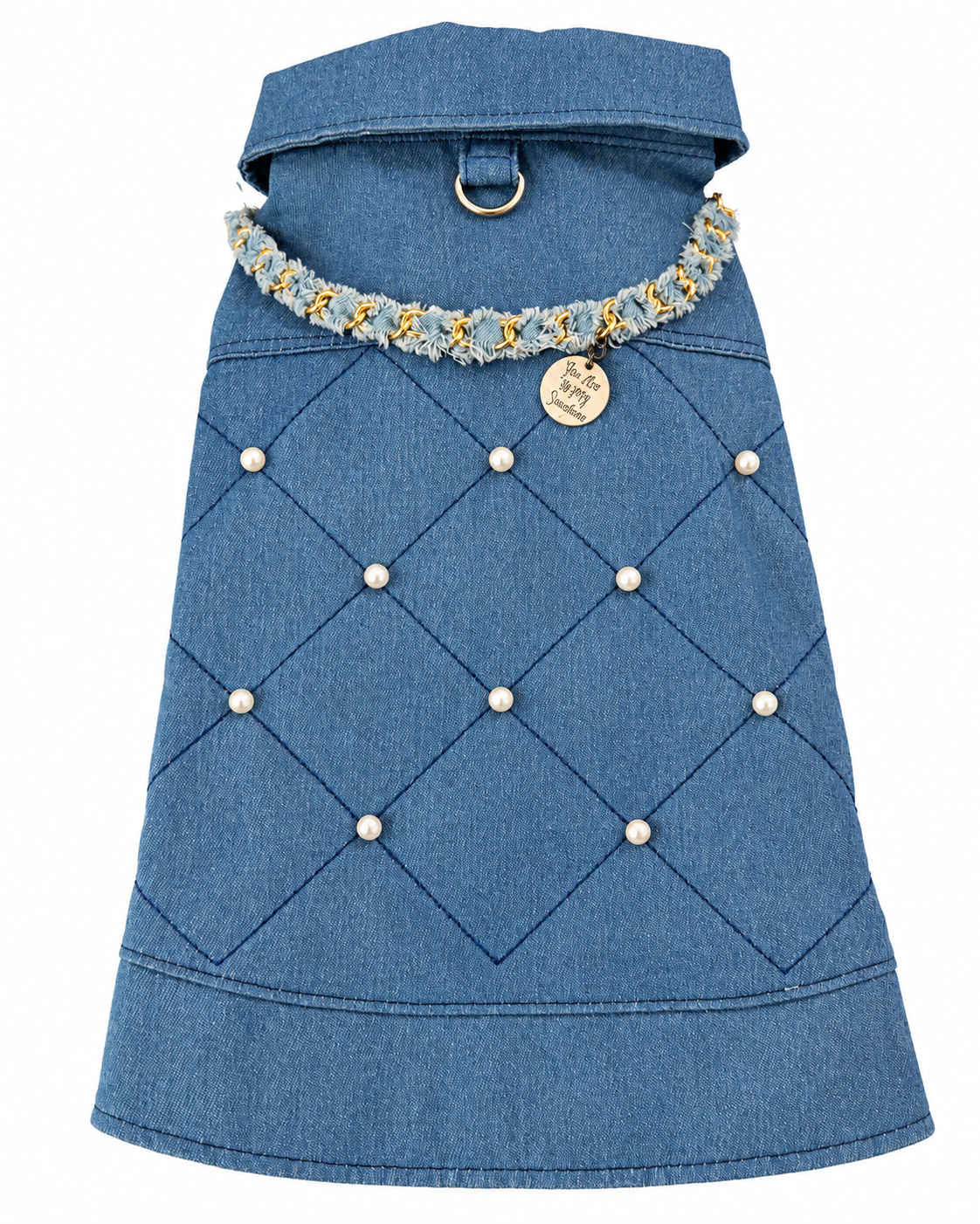 Hondenjasje met Denimlook & Pareldetails