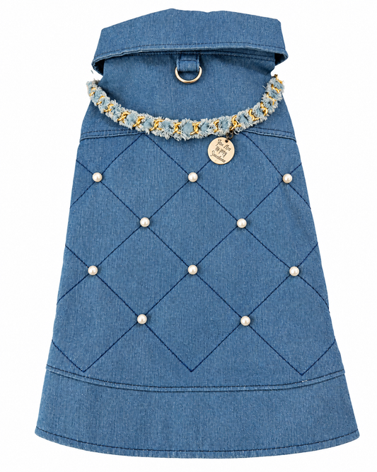 Hondenjasje met Denimlook & Pareldetails