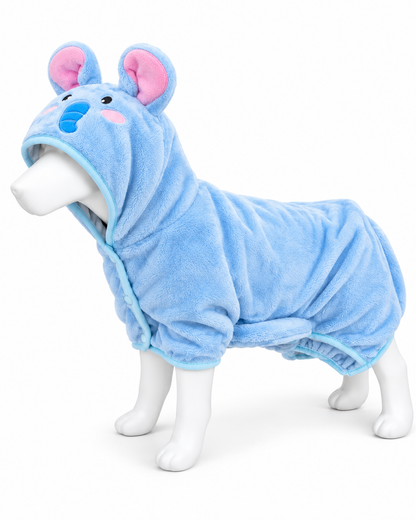 Hondenbadjas olifant – blauw