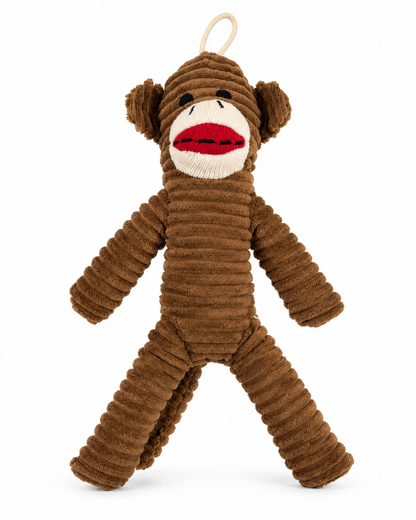 Pluche hondenspeeltje aap met piep – bruin