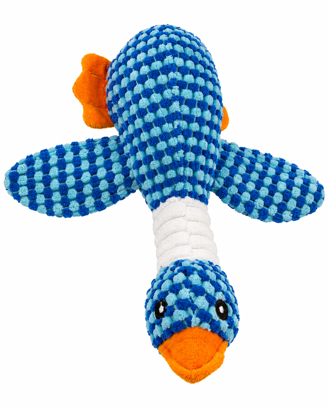 Pluche eend  hondenspeeltje met pieper – blauw