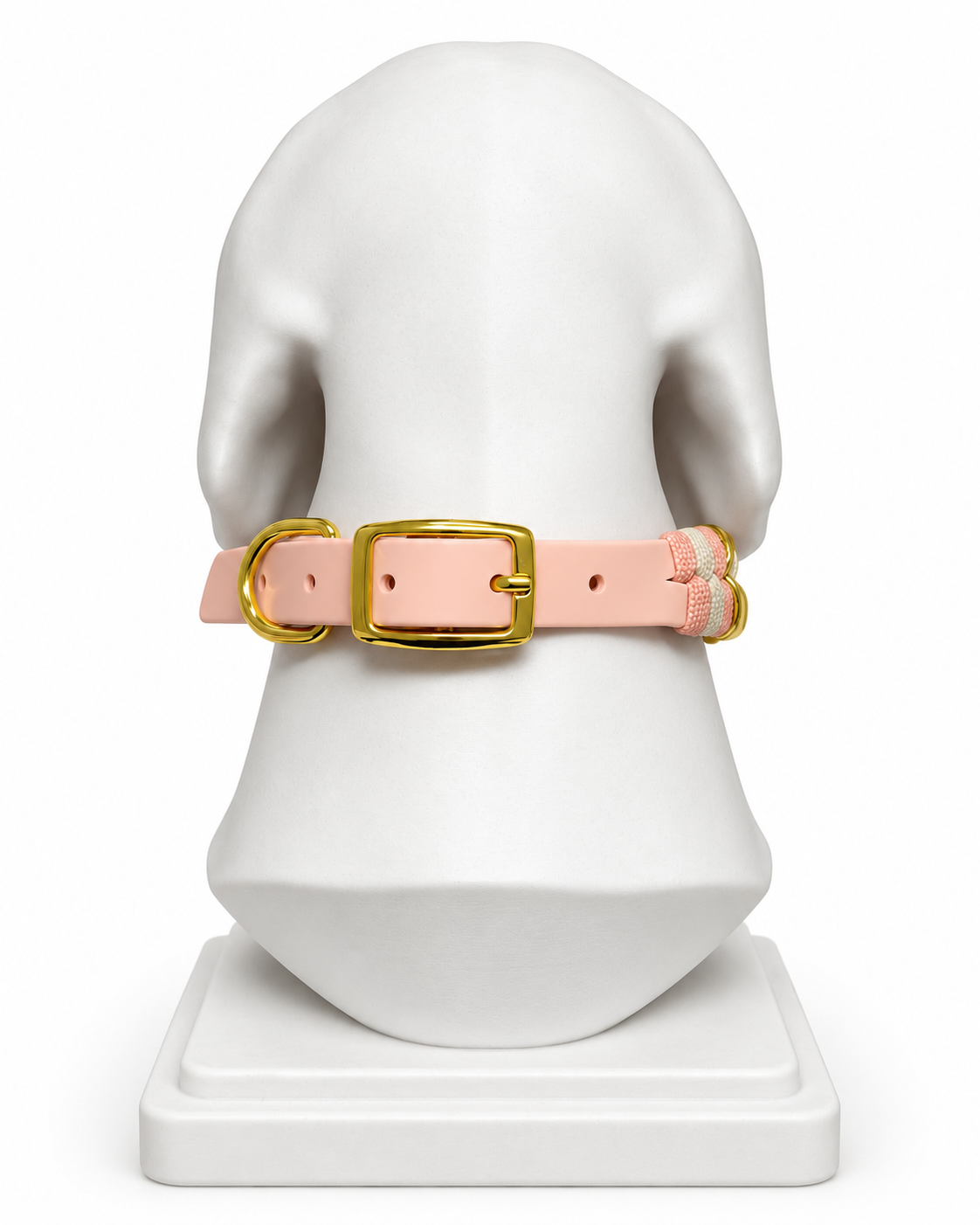 Luxe gevlochten hondenhalsband – roze en beige