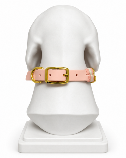 Luxe gevlochten hondenhalsband – roze en beige