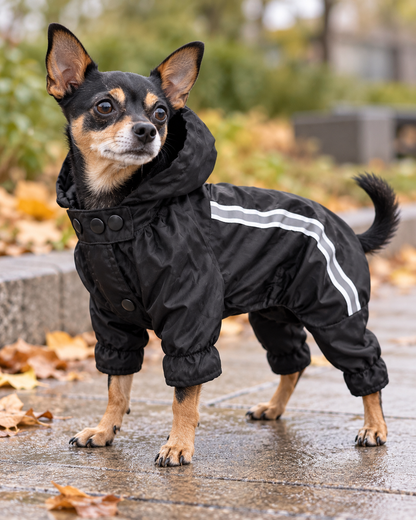 Hondenoverall met capuchon – zwart’