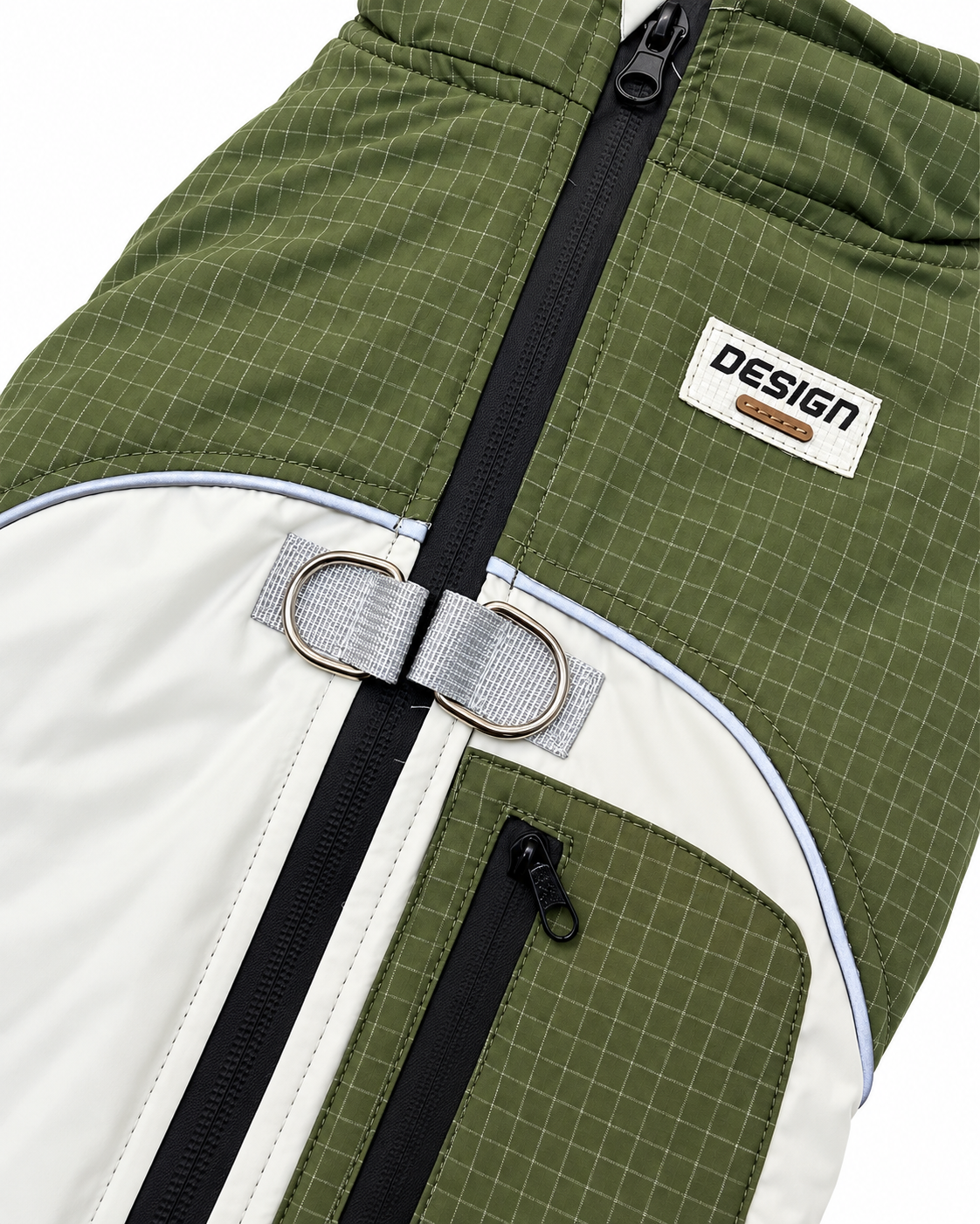 Warme Hondenjas met Mouwtjes – Gevoerd & Reflecterend – Groen/Crème