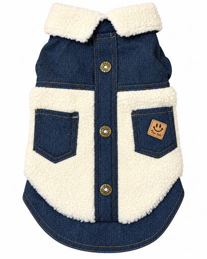 Teddy Hondenjas Blauw & Crème – Cozy Teddy Jacket