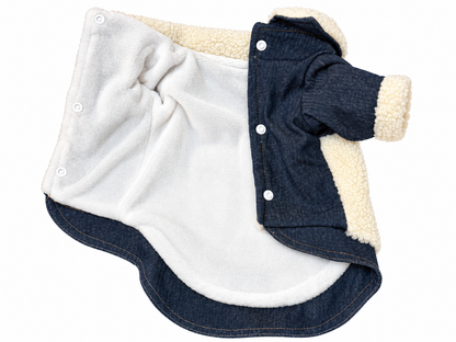 Teddy Hondenjas Blauw & Crème – Cozy Teddy Jacket