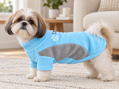 Fleece HondenTrui Blauw & Grijs – Met D-Ring