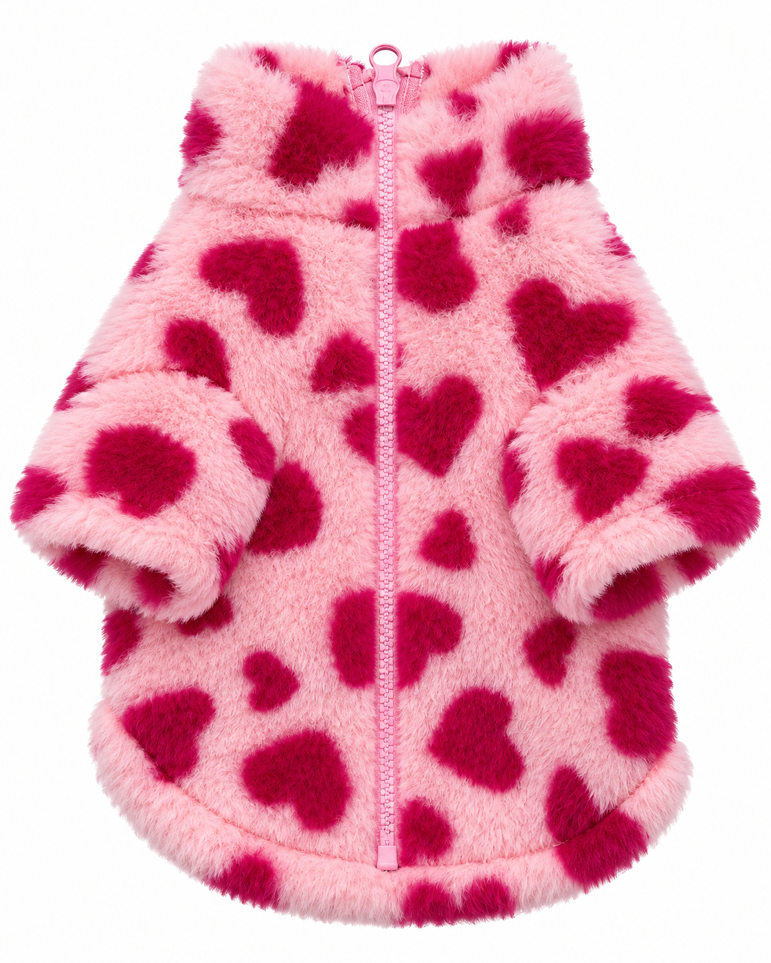Fluffy Hondenjas Roze – Love Hearts