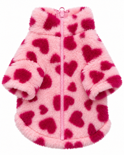 Fluffy Hondenjas Roze – Love Hearts