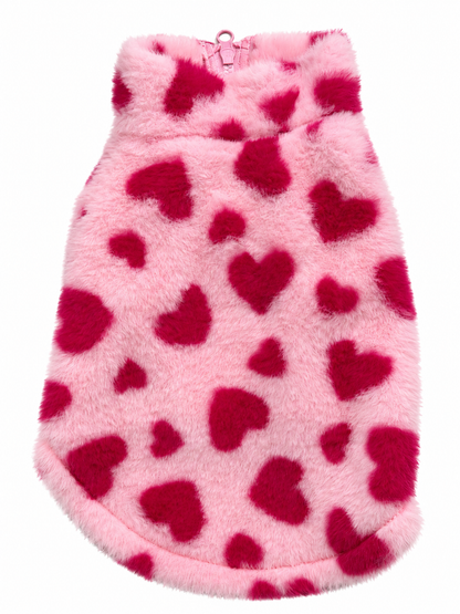 Fluffy Hondenjas Roze – Love Hearts