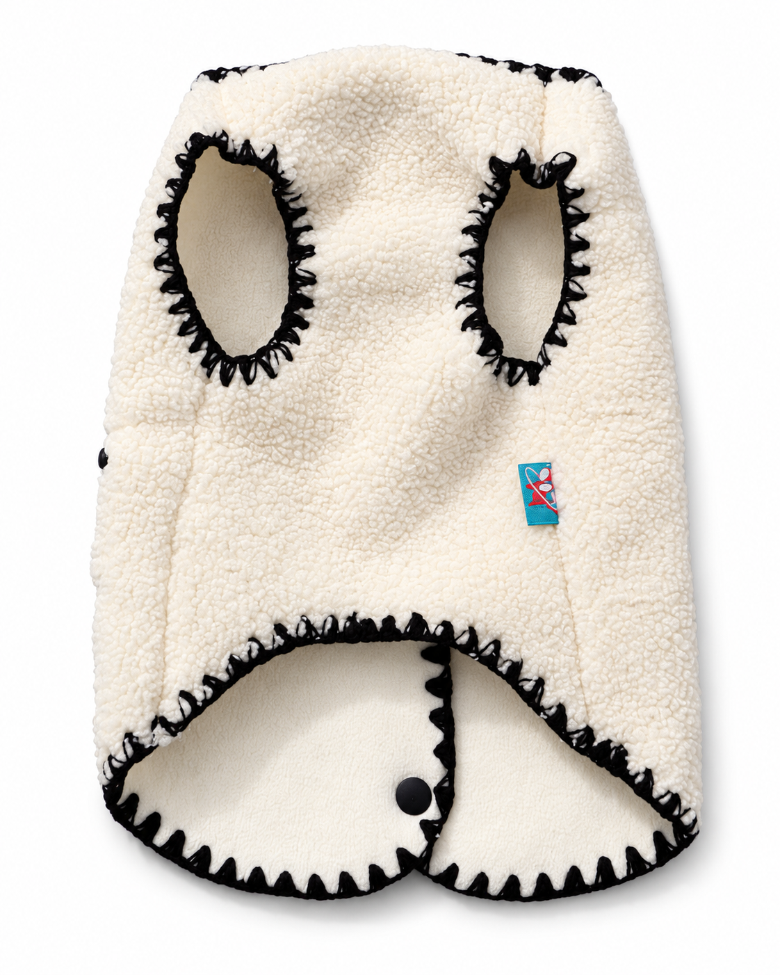 Teddy Hondenjas Crème – Chic met Strikjes & Zwarte Details