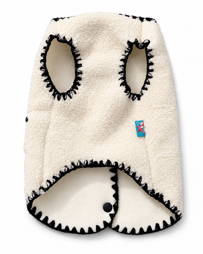 Teddy Hondenjas Crème – Chic met Strikjes & Zwarte Details