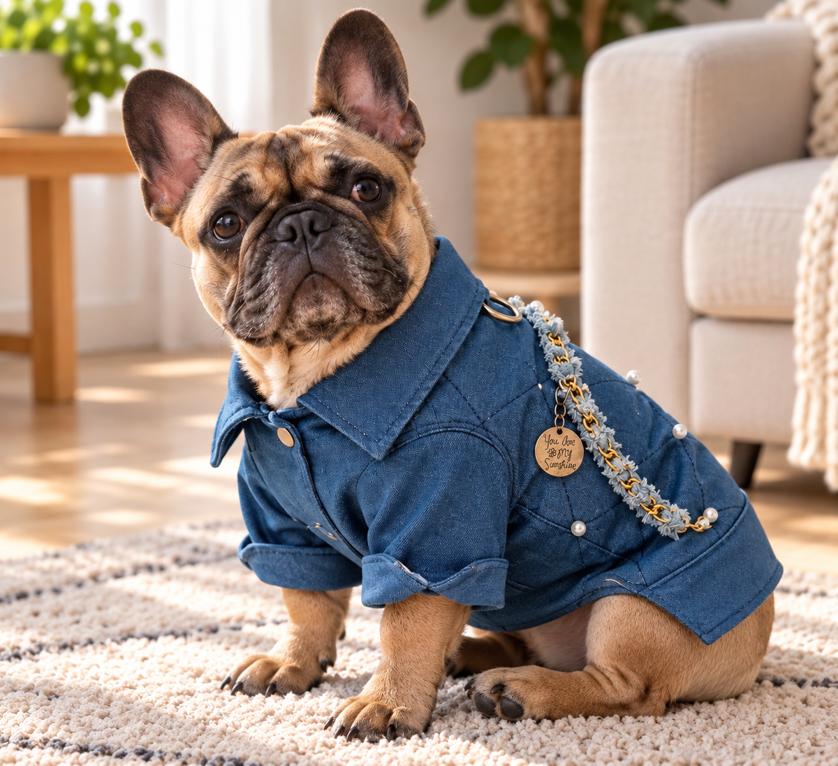 Hondenjasje met Denimlook & Pareldetails