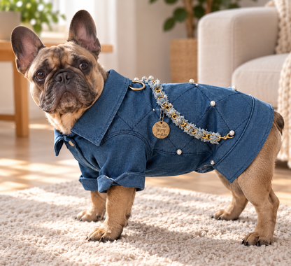 Hondenjasje met Denimlook & Pareldetails