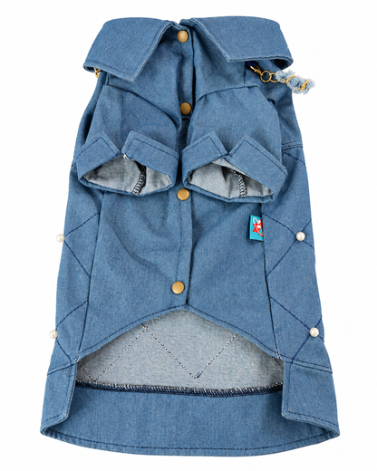 Hondenjasje met Denimlook & Pareldetails
