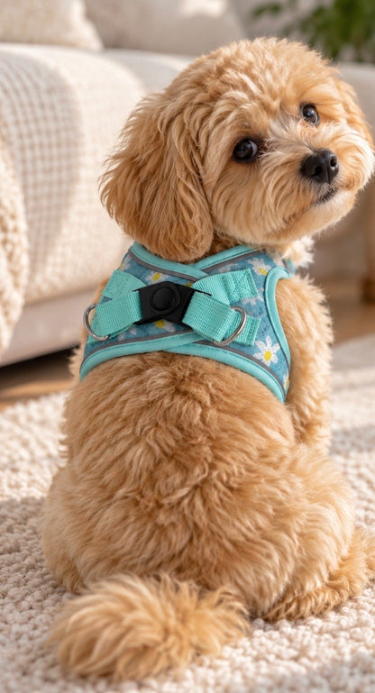 Hondentuigje – Turquoise met Bloemenprint