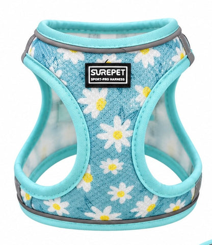 Hondentuigje – Turquoise met Bloemenprint