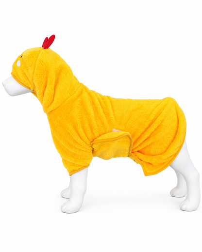 Gele Hondenbadjas met Kippenkap